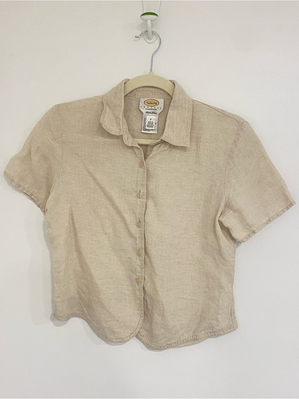 Talbots Women's Short-Sleeve Shirt in Beige Irish Linen